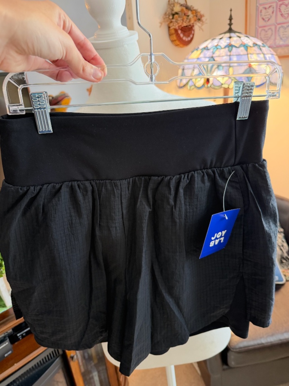 Joylab Women's High Rise Crossover Short Black Poly Blend Athletic Size M